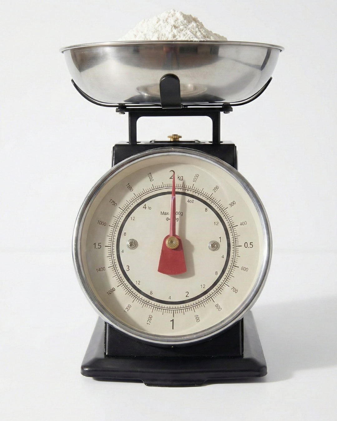 50's Style Retro Siyah Analog Mutfak Tartısı, Terazisi – Siyah Gövde, Gümüş Kase