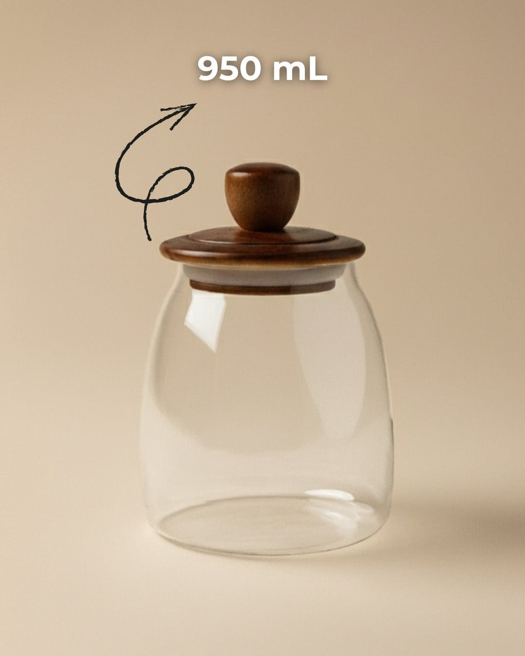 NUA Vakumlu Akasya Kapaklı Cam Kavanoz - Erzak/Bakliyat Saklama Kabı 950 mL