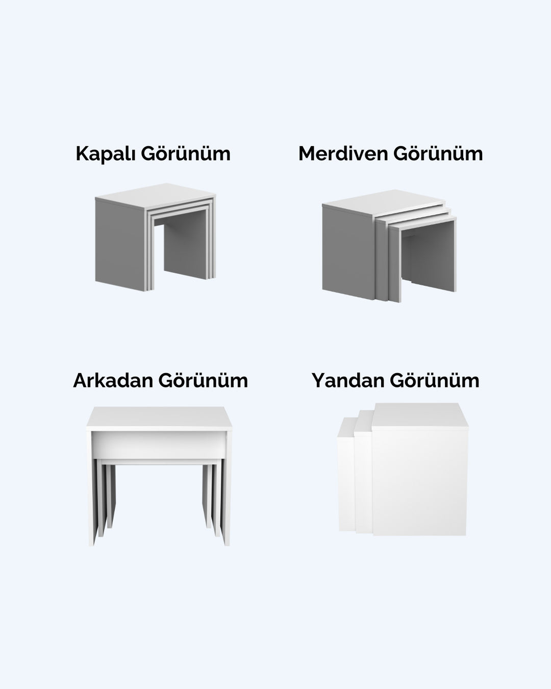FİGO 3'lü Zigon Sehpa Üçlü Beyaz