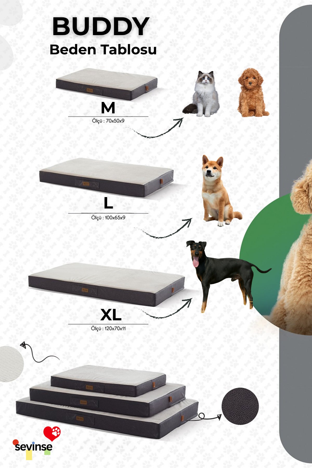 BUDDY Ortopedik Kedi ve Köpek Yatağı Krem