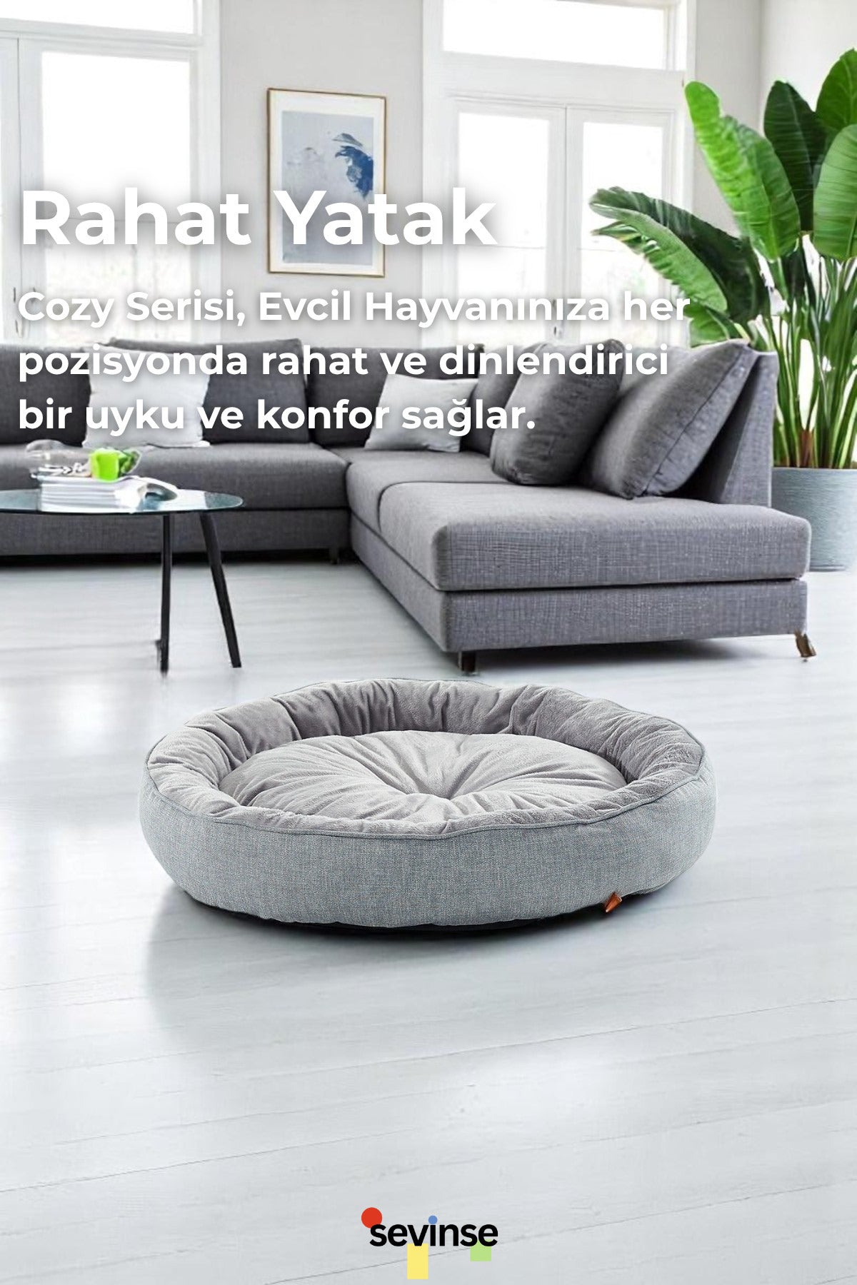 COZY Kedi ve Köpek Yatağı Bej, Yumuşak Kedi Köpek Yatağı