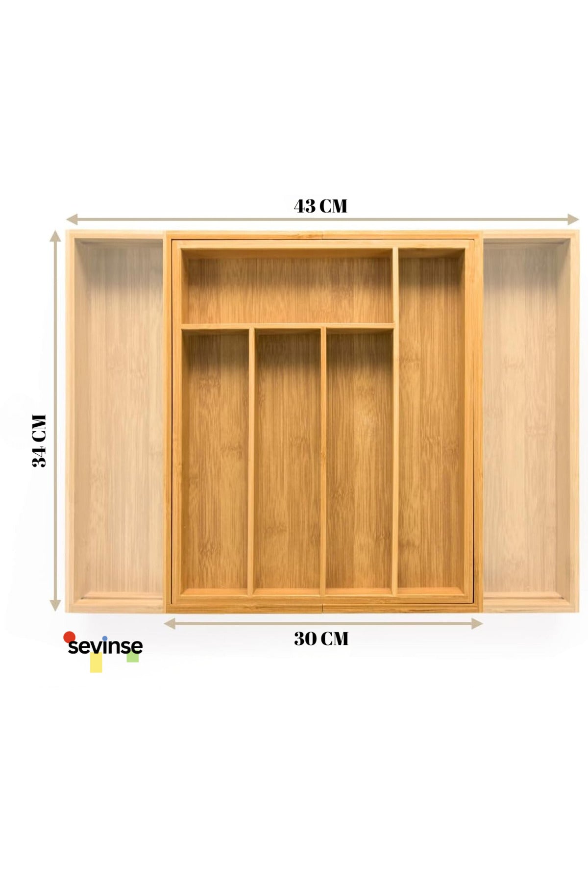 Bambu Ayarlanabilir Çekmece İçi Düzenleyici Kaşıklık 5-7 Bölmeli Organizer