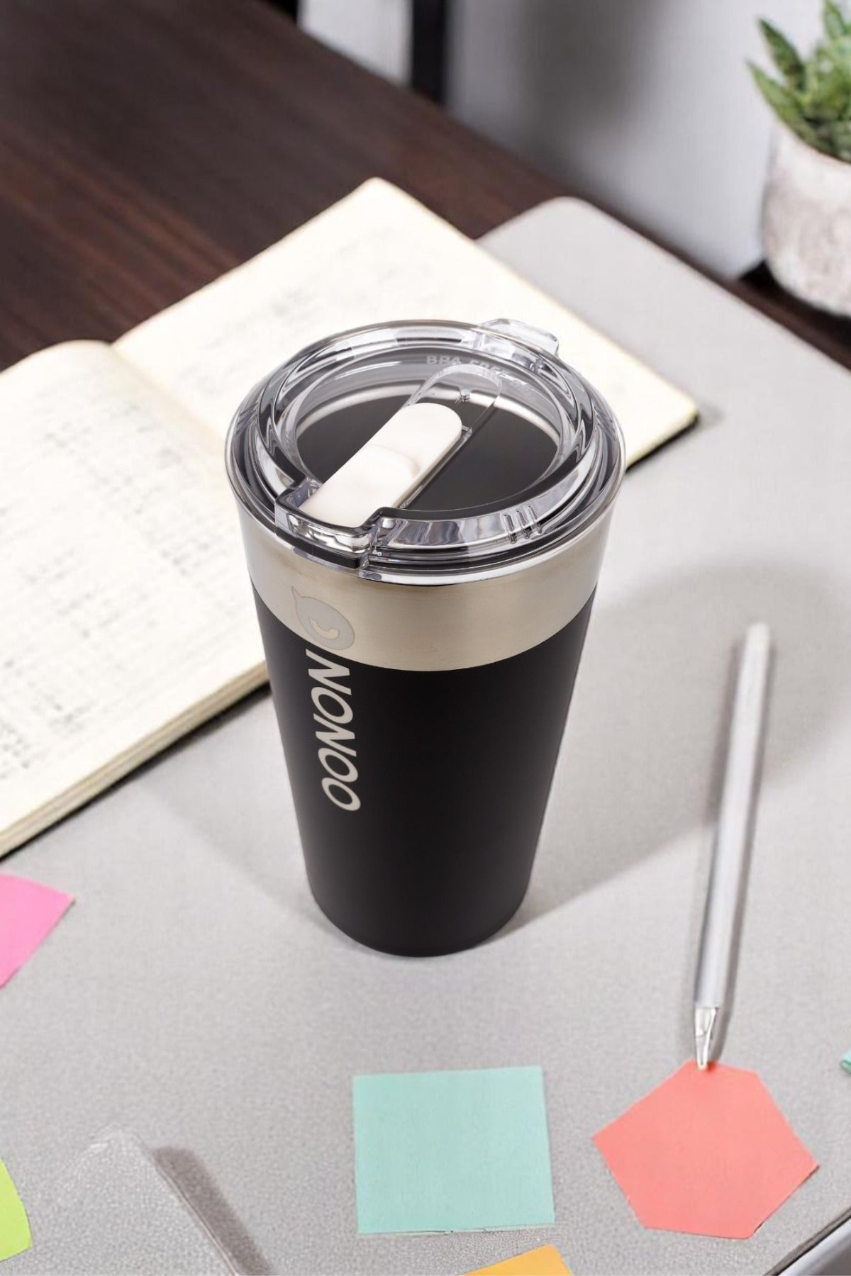 Nonoo Paslanmaz 316 Çelik Vakumlu 580mL Termos, Termos Bardak, Transit Mug Sarı