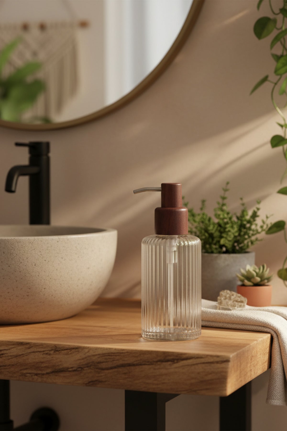 Linea Akasya Kapaklı Cam Banyo Sabunluk