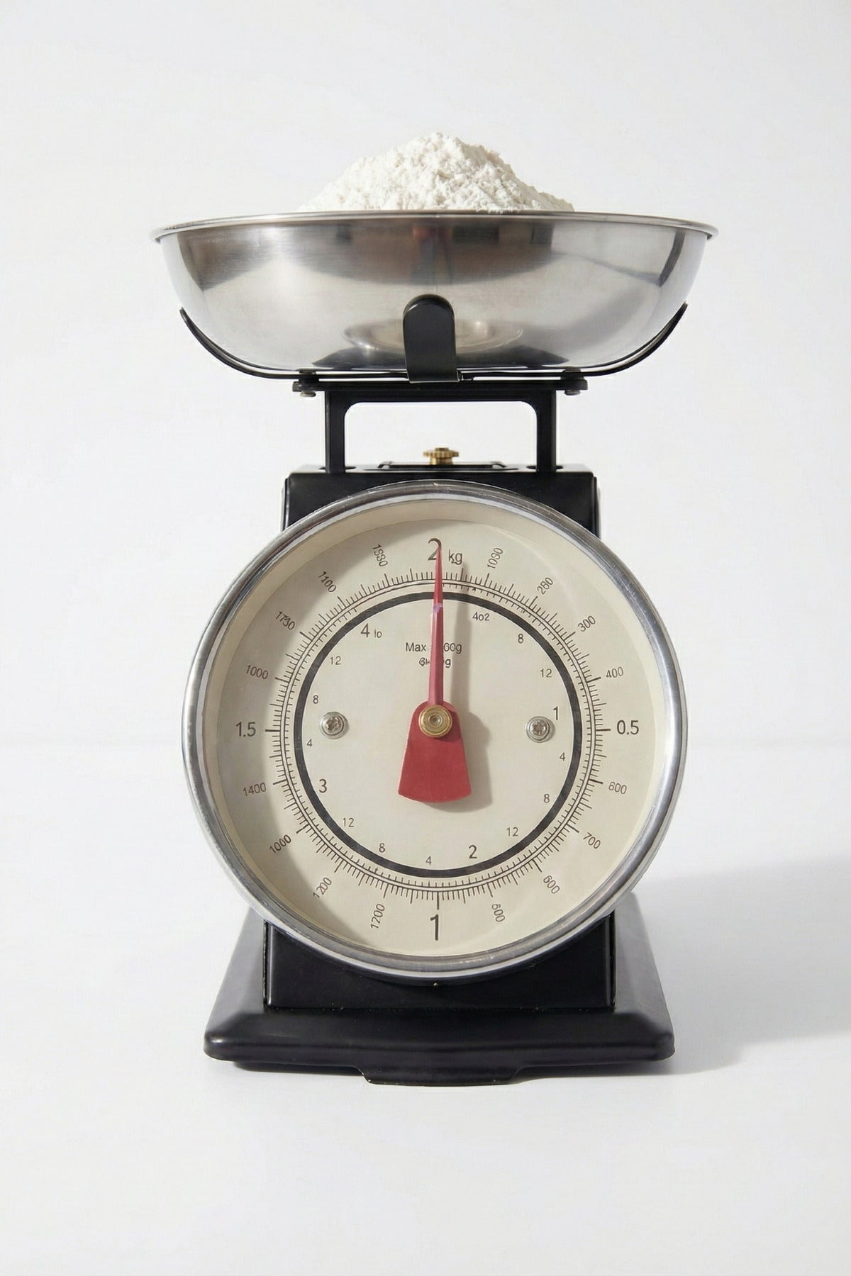 50's Style Retro Siyah Analog Mutfak Tartısı, Terazisi – Siyah Gövde, Gümüş Kase