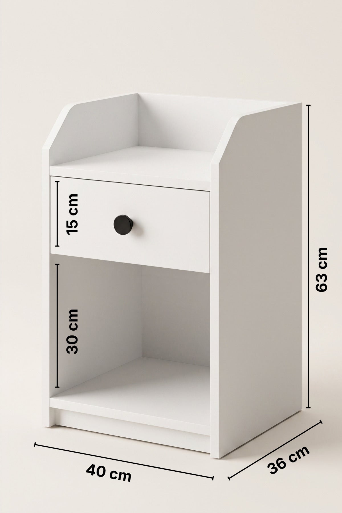 MIMO 1 Çekmeceli Komodin - Açık Raflı Modern Başucu Dolabı
