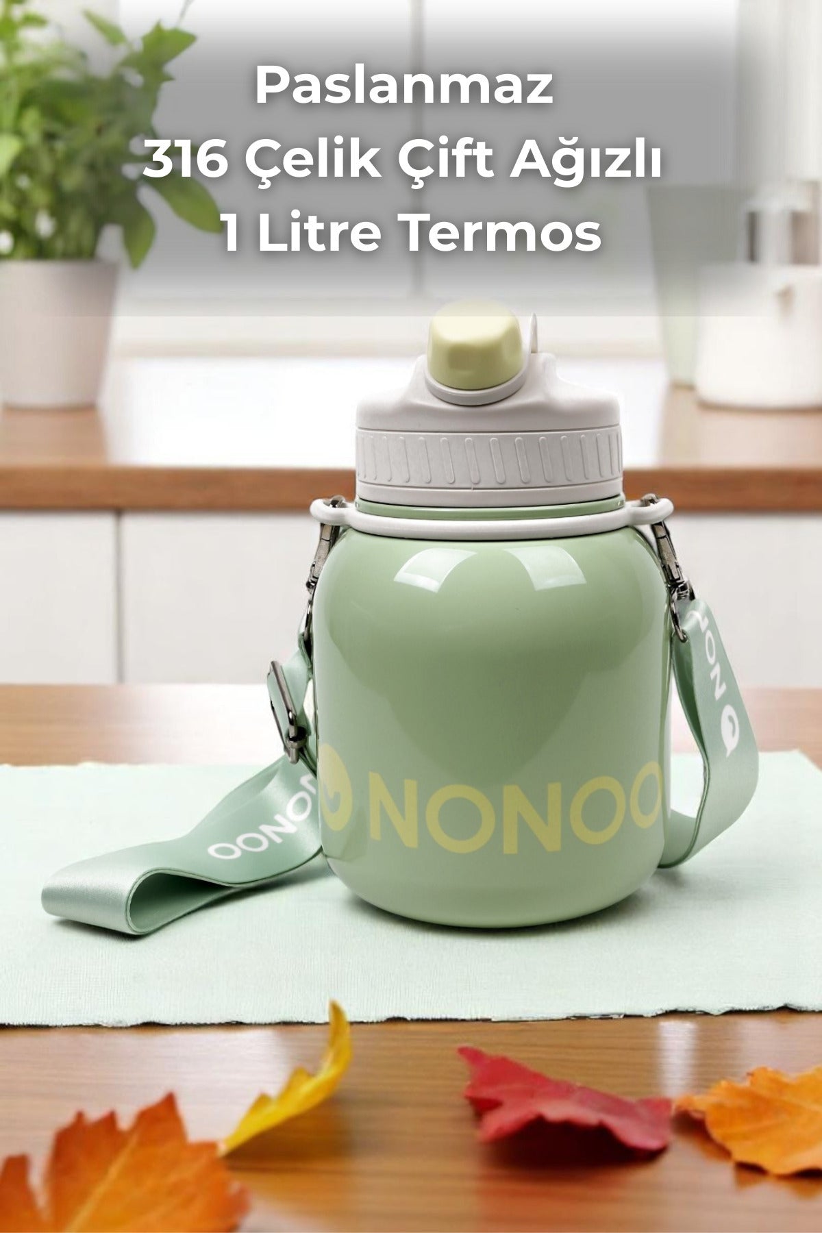 Nonoo 316 Çelik 1 Litre Mor Termos - Çift Katmanlı Yalıtım, Koku Tutmaz, Hafif ve Sağlam