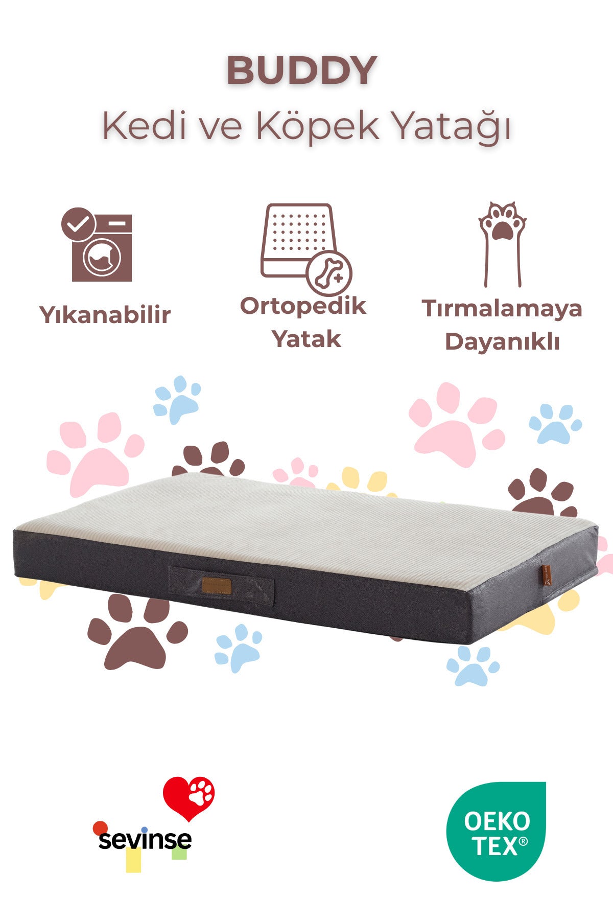 BUDDY Ortopedik Kedi ve Köpek Yatağı Krem