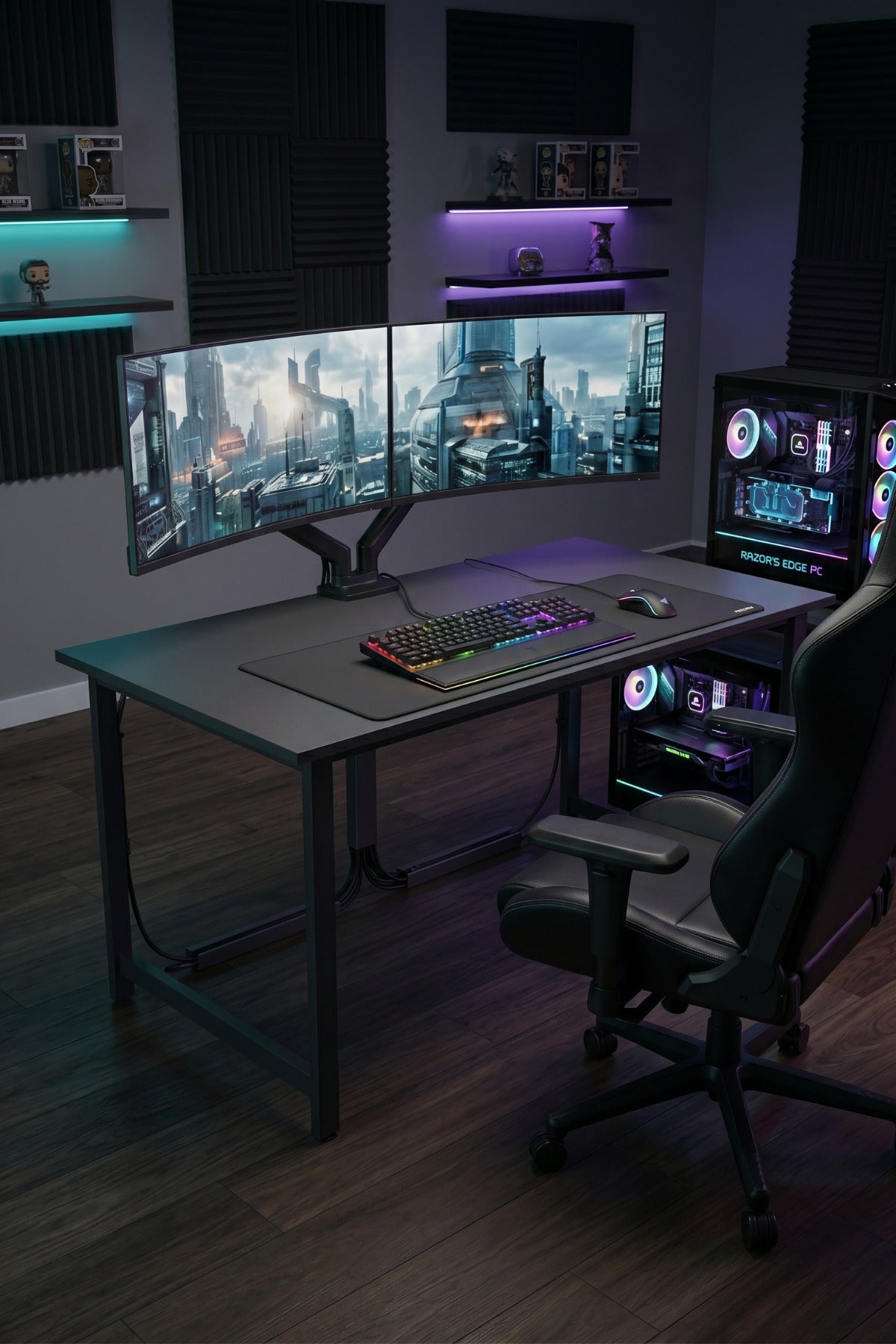 TITAN Antrasit Bilgisayar Oyuncu Masası, Metal Gaming Desk, 120 x 60
