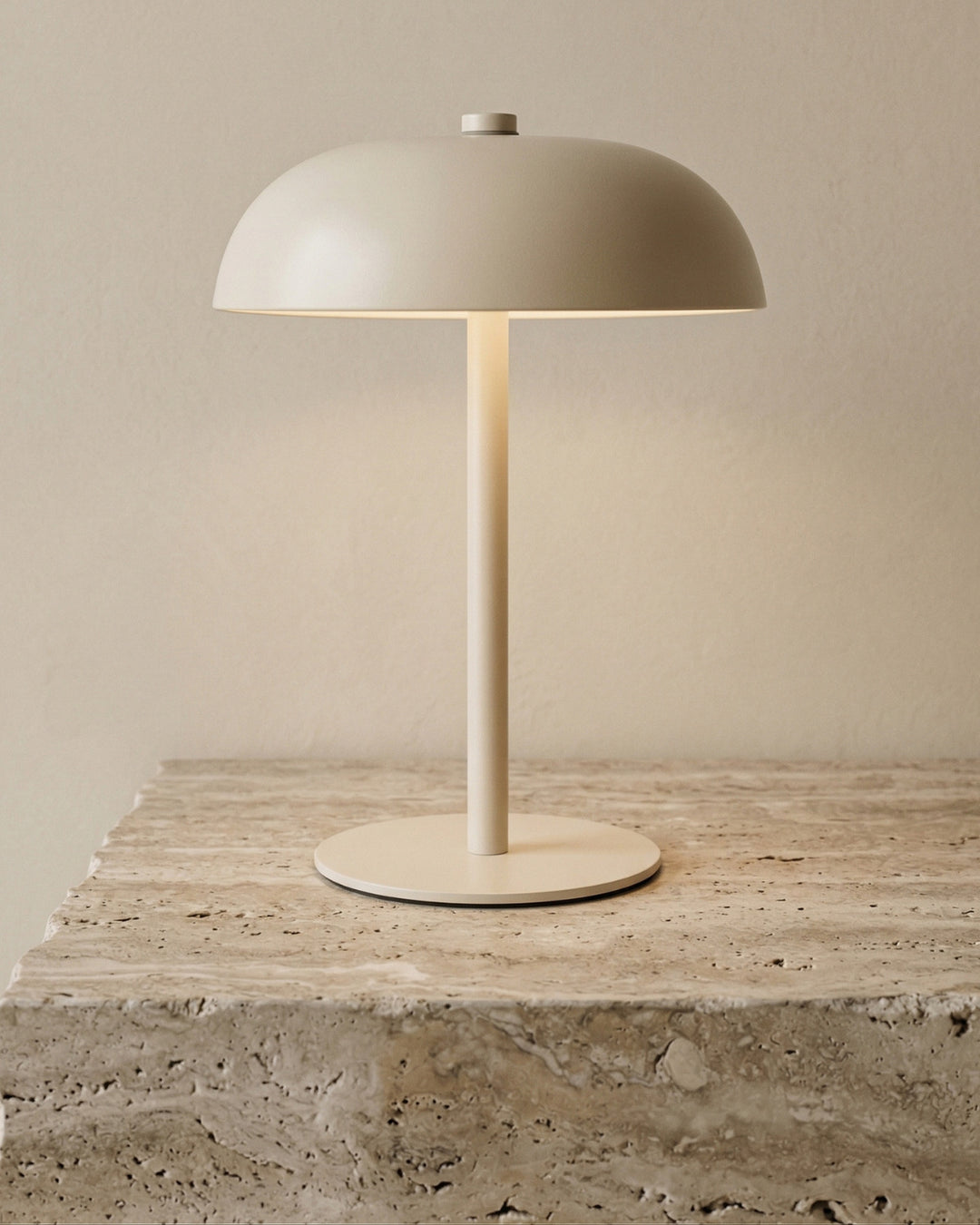 LUMEA Bej Şarjlı Dokunmatik LED Abajur, Masa Lambası, 17 × 22 cm