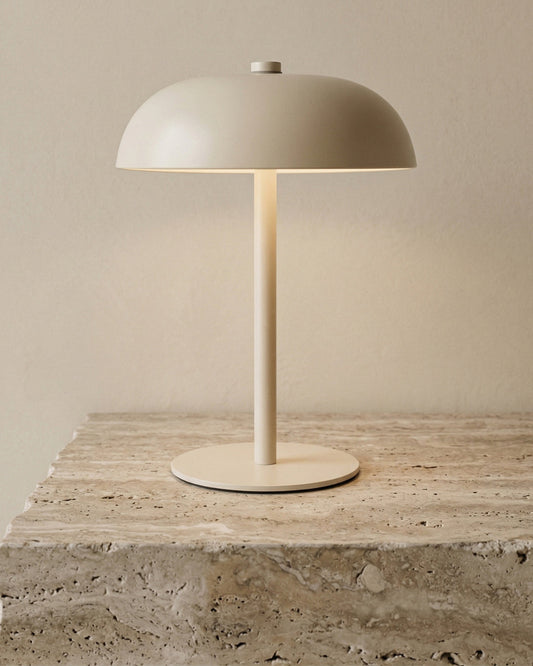 LUMEA Bej Şarjlı Dokunmatik LED Abajur, Masa Lambası, 17 × 22 cm