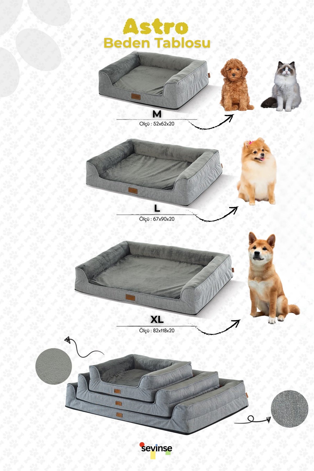 Astro Ortopedik Yıkanabilir Visco Kedi ve Köpek Yatağı, Destekleyici Yatak