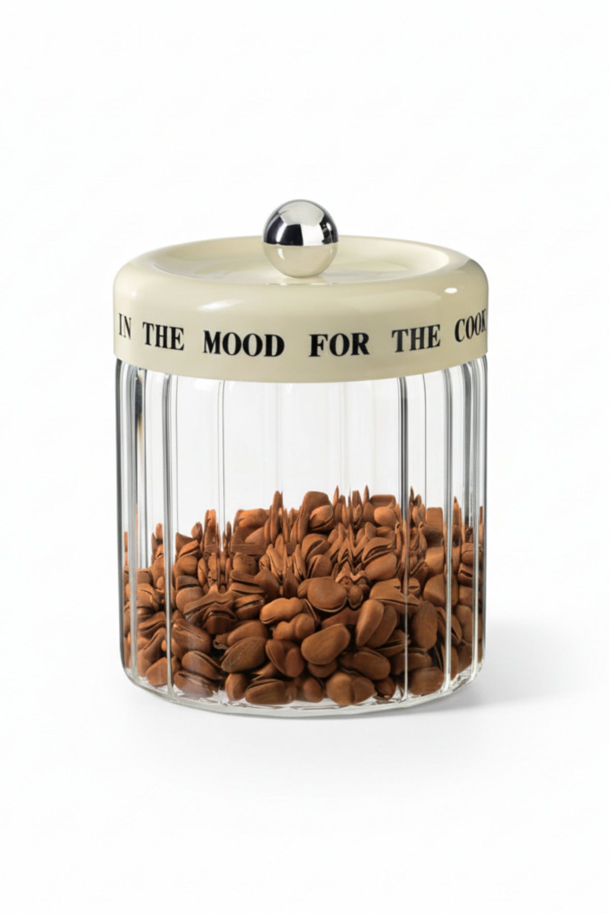 MOOD Krem Vakum Kapaklı Motto Cam Kavanoz Seti 1100 mL