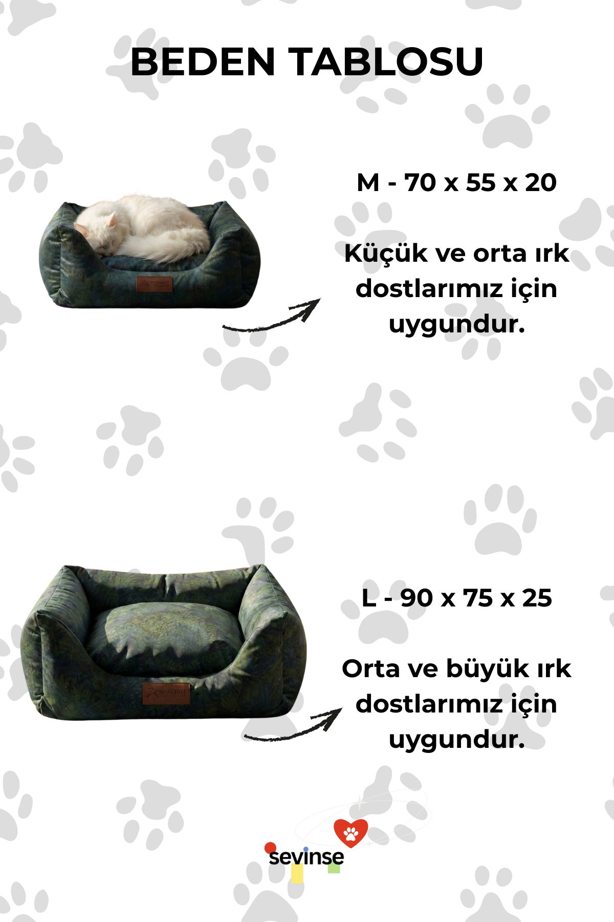 Indigo Zümrüt Rengi Kedi ve Köpek Yatağı, Kaymaz Tabanlı, Yıkanabilir Kılıf ve Minder