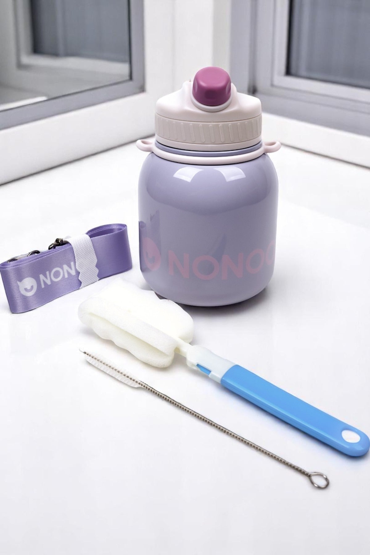 Nonoo 316 Çelik 1 Litre Mor Termos - Çift Katmanlı Yalıtım, Koku Tutmaz, Hafif ve Sağlam