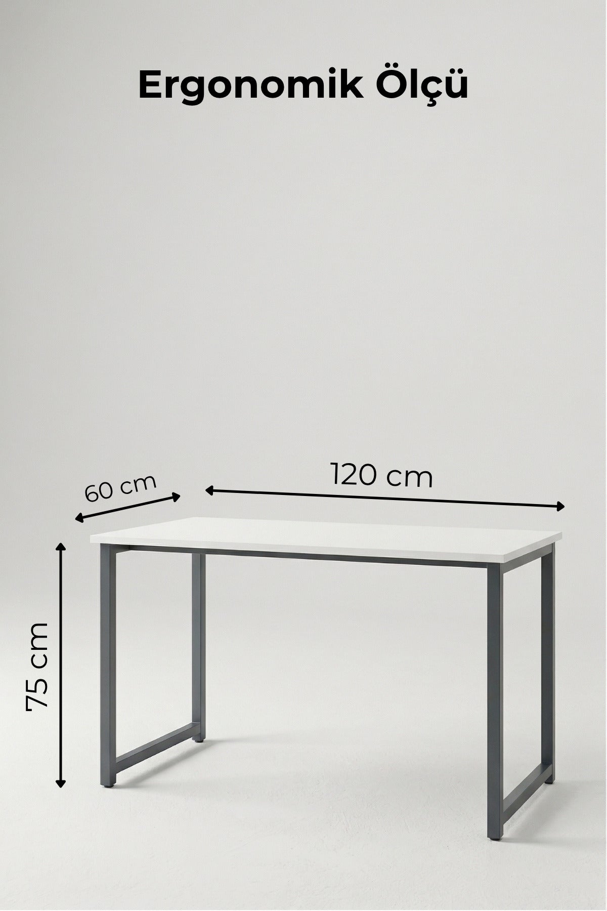 ATELIER İskandinav Sonomo Antrasit Çalışma Masası, Bilgisayar Masası, Ofis Masası, 120 x 60 cm