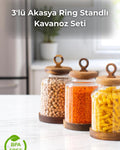 Akasya Ring Standlı Kavanoz Seti — 3'lü