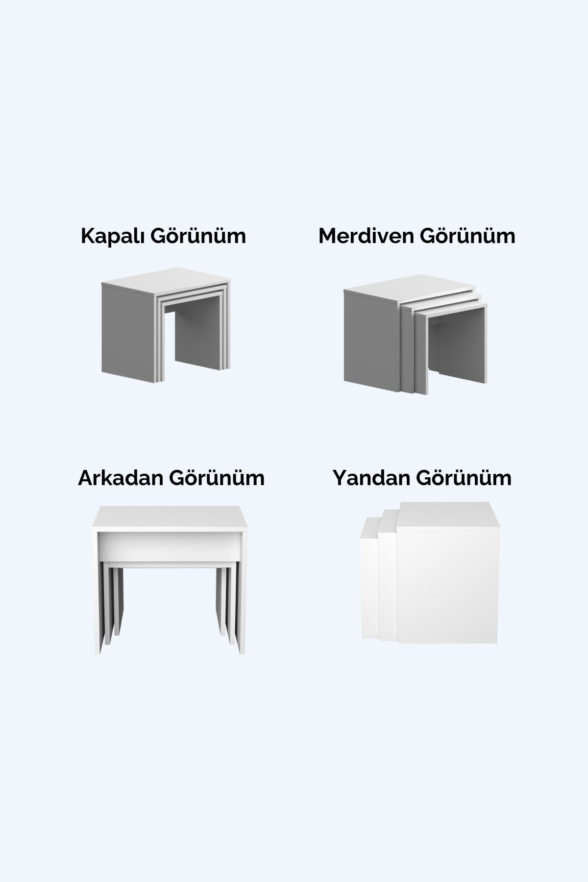 FİGO 3'lü Zigon Sehpa Üçlü Beyaz