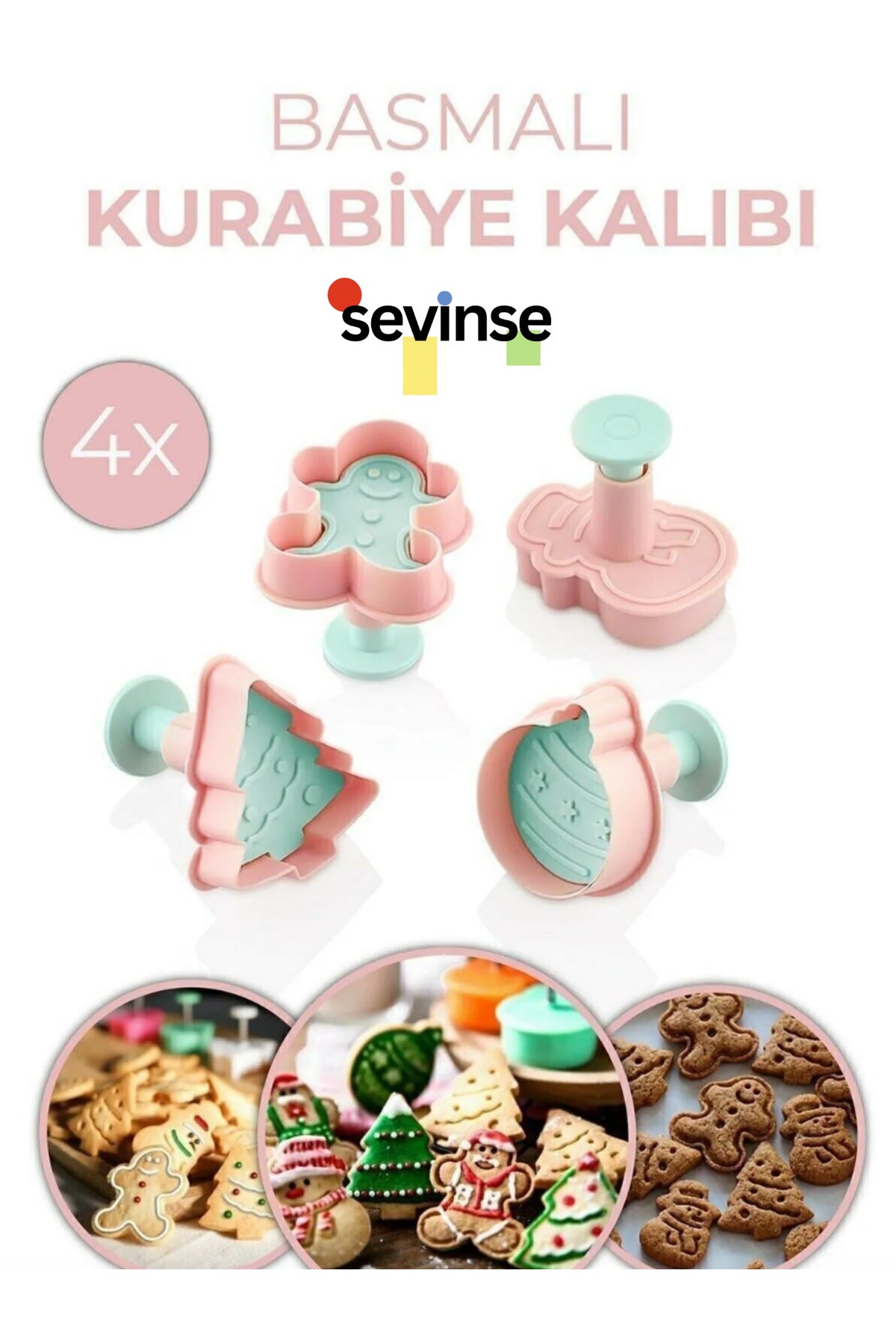 Kurabiye Kalıbı Seti ( Yılbaşı Ağacı, Kurabiye Adam, Kardan Adam, Yılbaşı Ağacı Topu )