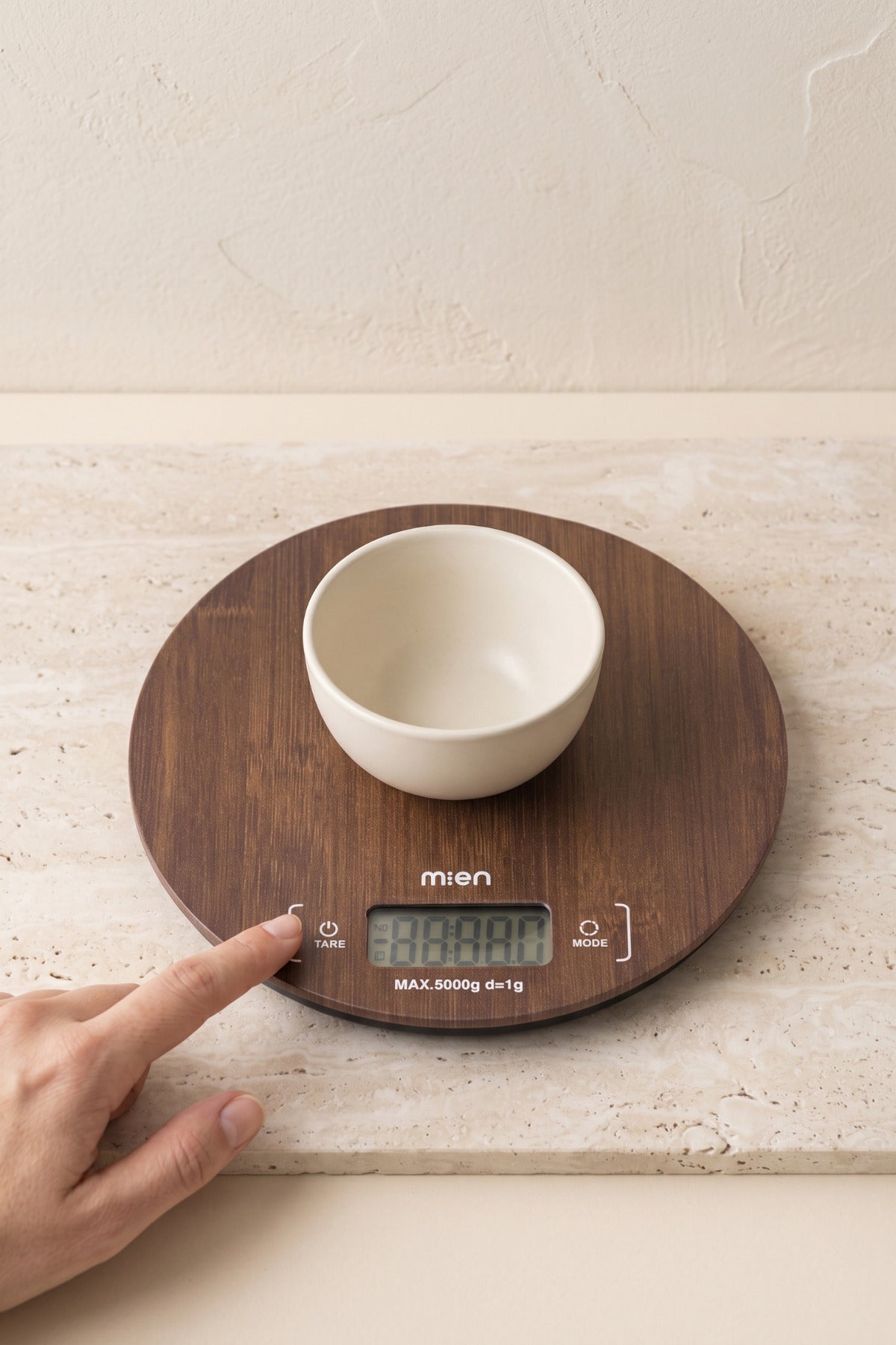 MIZAN Akasya Yuvarlak Dijital Mutfak Tartısı, 5 kg Kapasiteli, 1 g Hassasiyetli