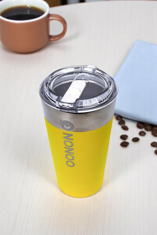 Nonoo Paslanmaz 316 Çelik Vakumlu 580mL Termos, Termos Bardak, Transit Mug Sarı