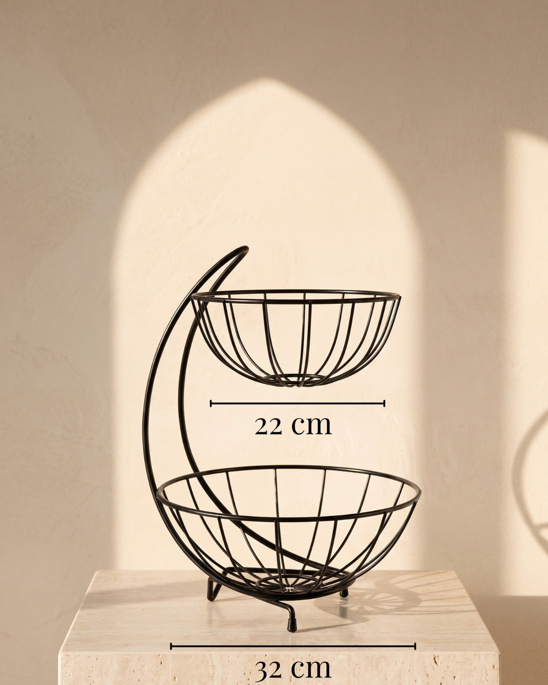 Nivora İki Katlı Metal Meyvelik — 32 × 42 cm