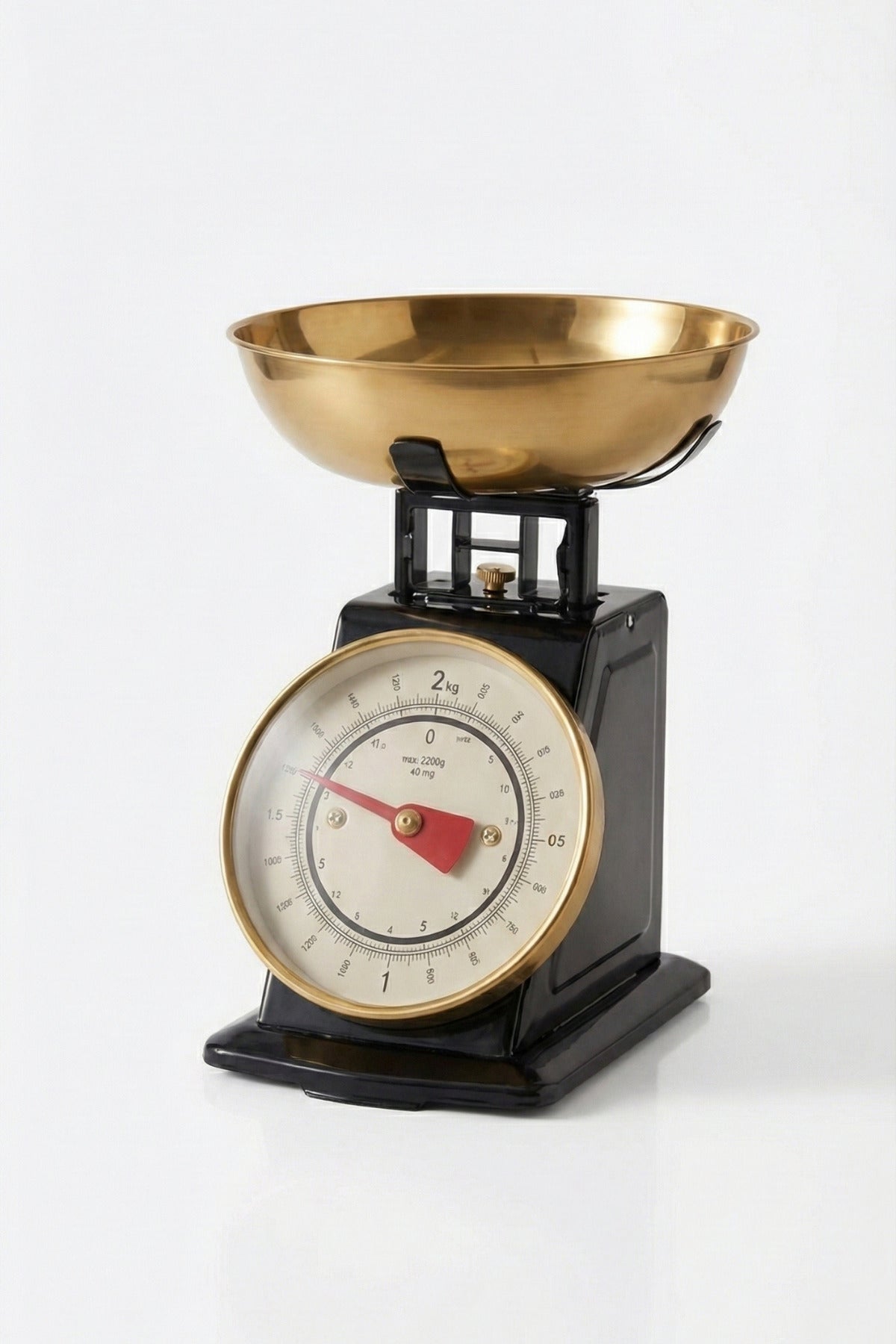 50's Style Retro Siyah Gold Analog Mutfak Tartısı, Terazisi – Siyah Gövde, Gold Kase