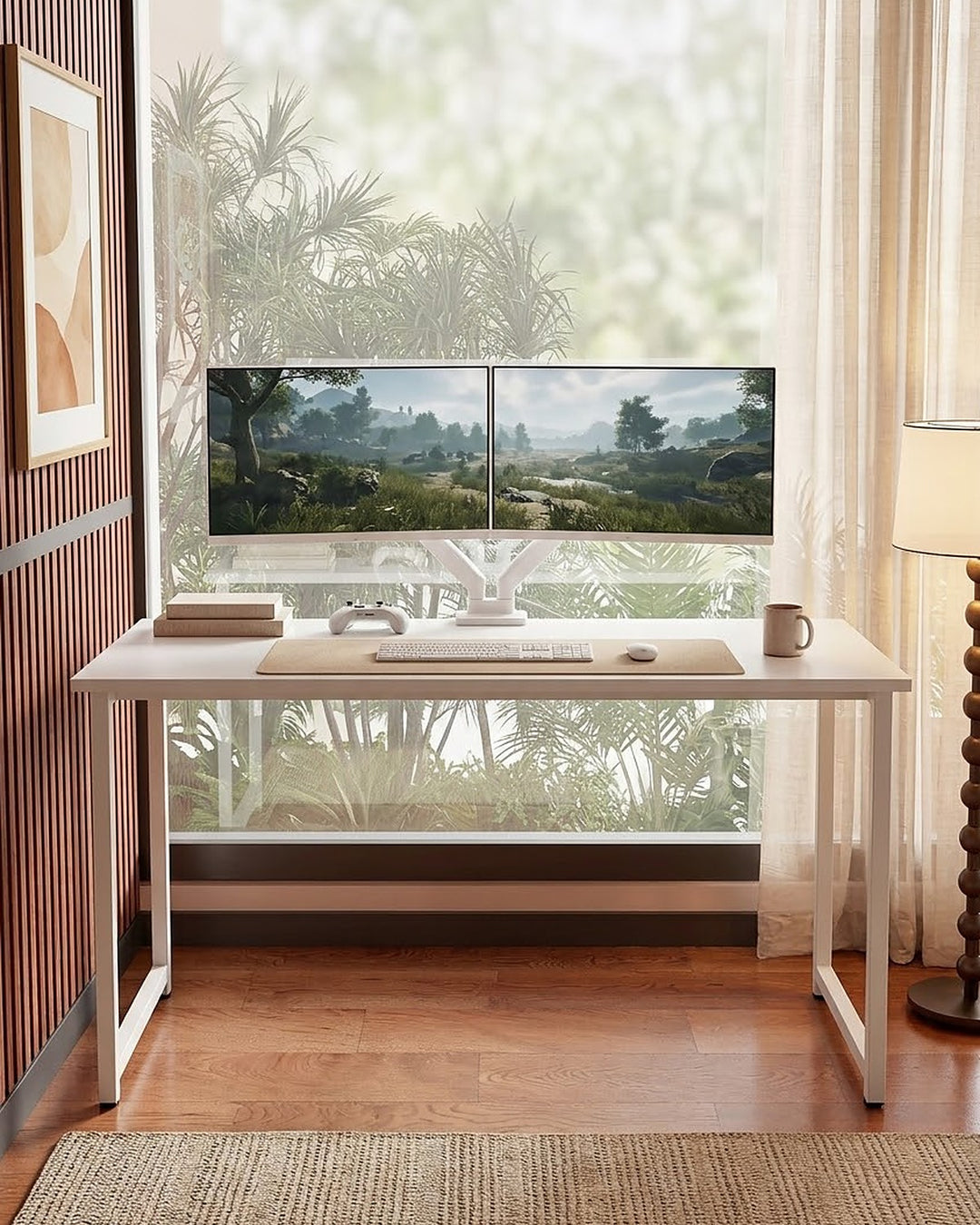 Titan Oyuncu Masası 160 × 60 Beyaz, önden görünüm